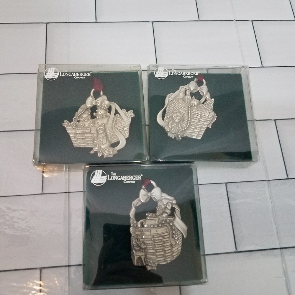 Longaberger Basket Pewter Ornaments 93 94 95 96